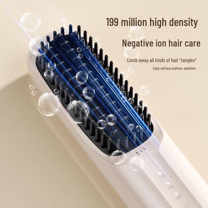 Rechargeable Wireless Ceramic Hair Straightener Comb - Fast Heating & Negative Ion Technology