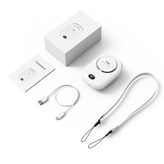 Portable Hanging Neck Fan Digital Display Strong Airflow Low Noise USB Rechargeable Bladeless Mini Cooling Fan