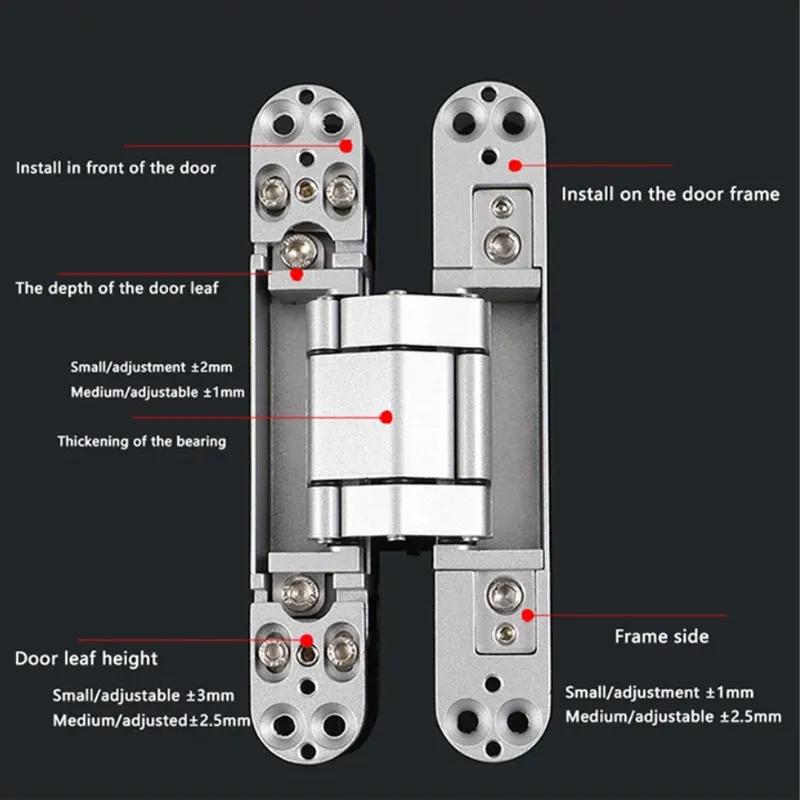 40/80KG Wooden 180 Degrees Hidden Hinge Household Hardware Wide door spacing Invisible Cross Casement Gate Hinge