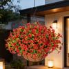 Künstliche Blumen Hängekorb Kunstblumen mit Eukalyptusblättern Hängepflanzer Enthält Blumen für Frühling Sommer Veranda Garten Terrasse