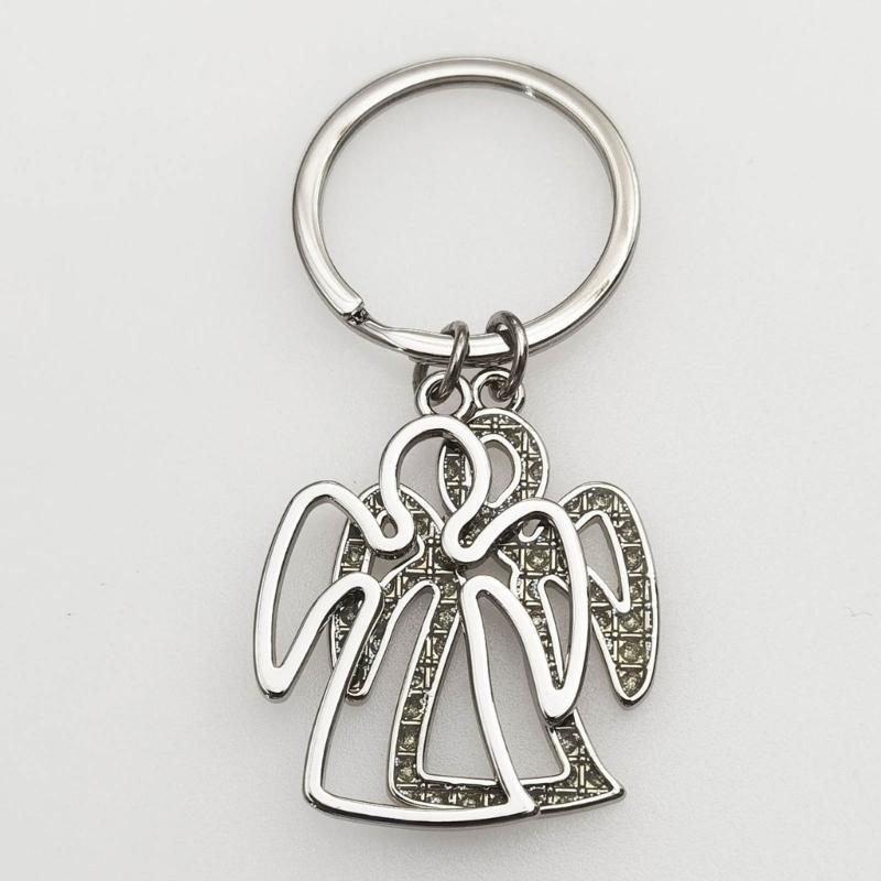 Trendy Angel Wing Keyring Protective Amulet for Men Women Backpack Pendant Decor