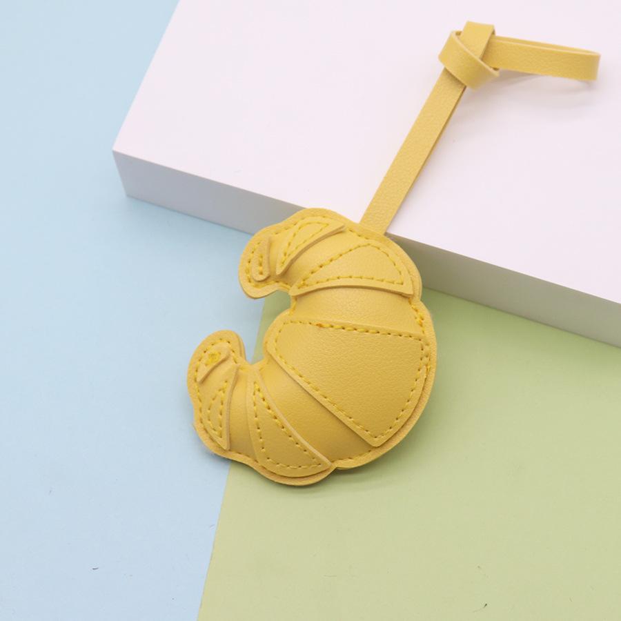 PU Leather Croissant Keychain Car Keyring Cartoon Hanger Bag Pendant