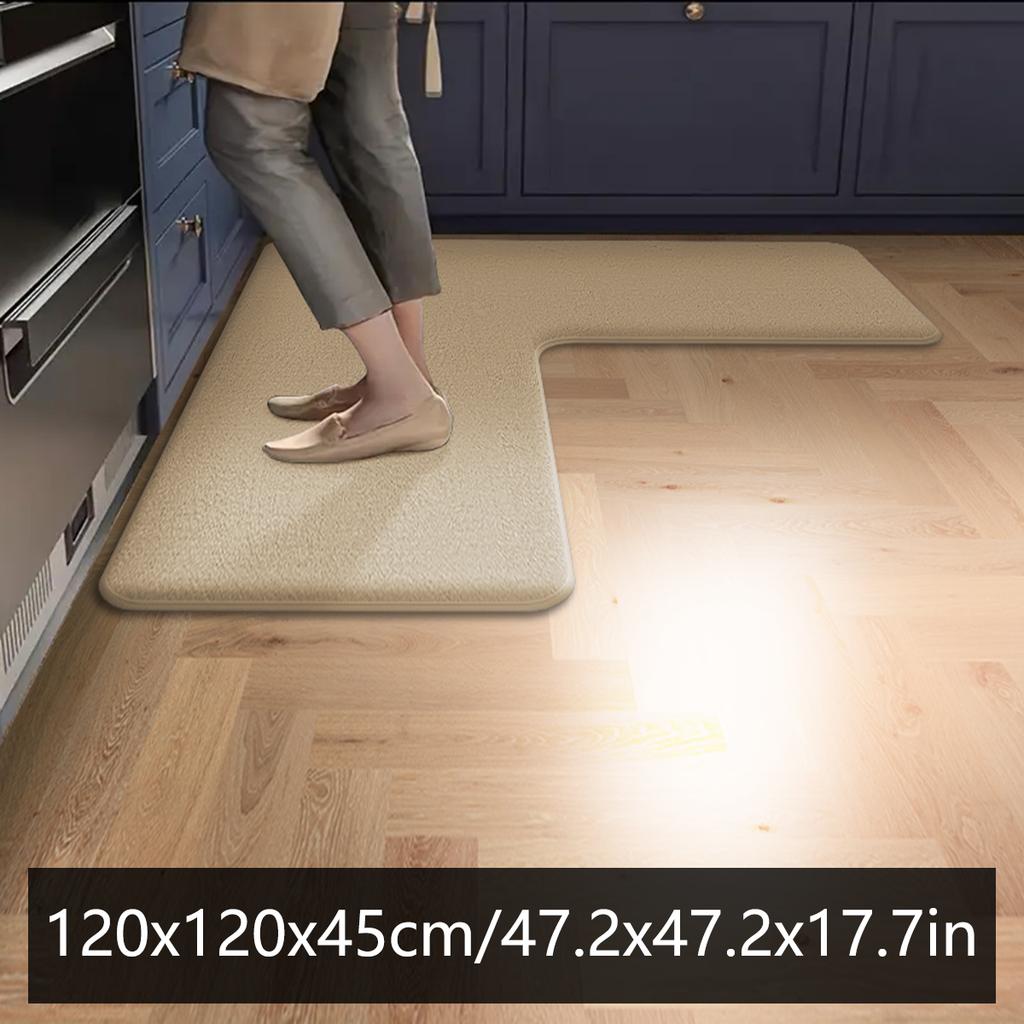Solid Color Kitchen Corner Carpet Absorbent Floor Mat Simple L-shaped Non-slip Floor Mat Bathroom Door Mat Bathroom Foot Mat