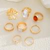 17KM 8 Piece Irregular Flower Ring Set Fashion Jewelry Women Trendy Shiny Daily Party Accessory Decorative Gift Idea For Her