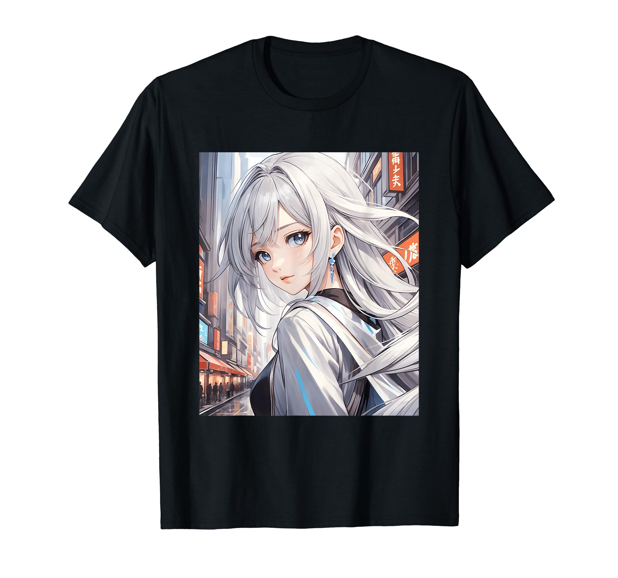 

Anime Waifu Print Girl, Manga, Aesthetic, Cute, Japanese, T-Shirt чорний