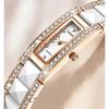 Women's Rectangular Quartz Watch Fashion Crystal Inlay Ceramic & Alloy Band Waterproof Elegant Dress Wristwatch for Ladies