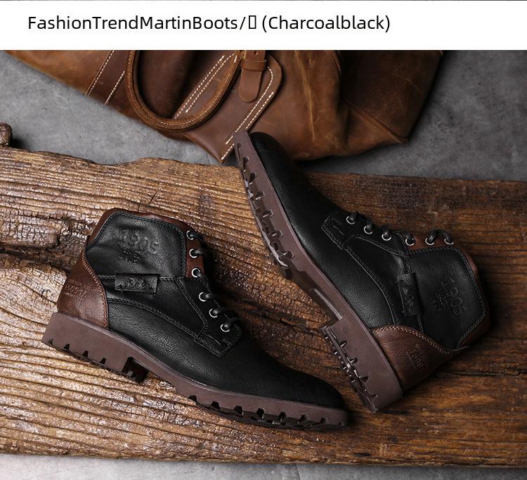 Men's Cross-Border Martin Boots: Casual Zipper High-Top Desert Work Boots, Large Size, Retro Style for Autumn and Winter.