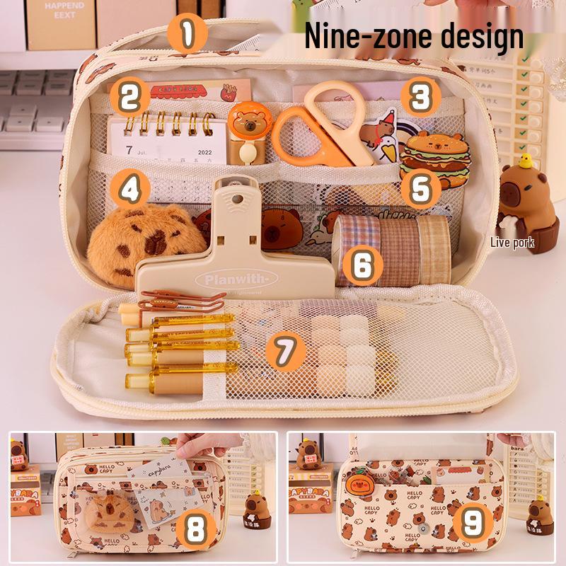 Capybara Large-Capacity Pencil Case for Girls: Perfect for Primary and Junior High School Students