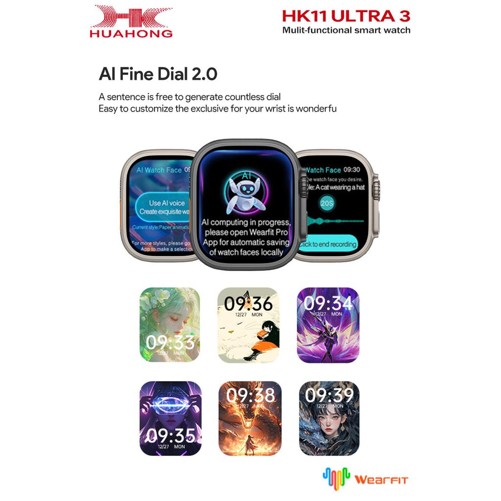HK11 ULTRA 3 AMOLED Smartwatch Uomo Donna ChatGPT NFC Bussola Album Fotografico Frequenza Cardiaca Chiamata Bluetooth Sportivo Smartwatch Aggiornato