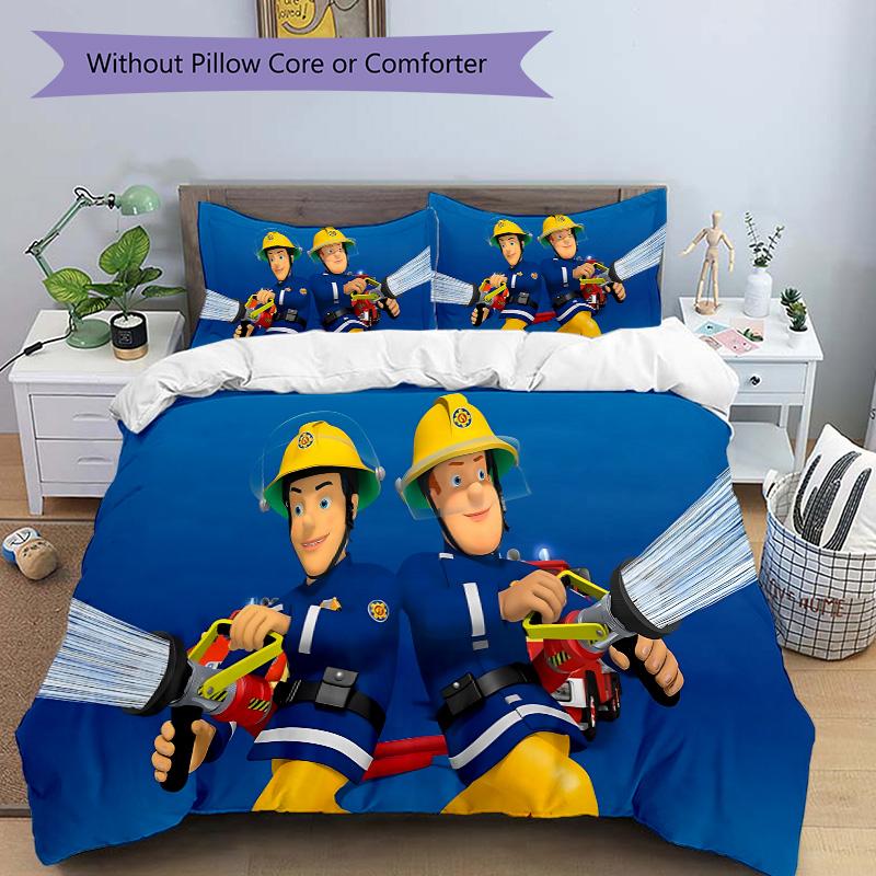 Firemen Water Guns Print 3Pcs Bedding Setduvet Cover With 2 Bedropillowcase Home Birthday Gift