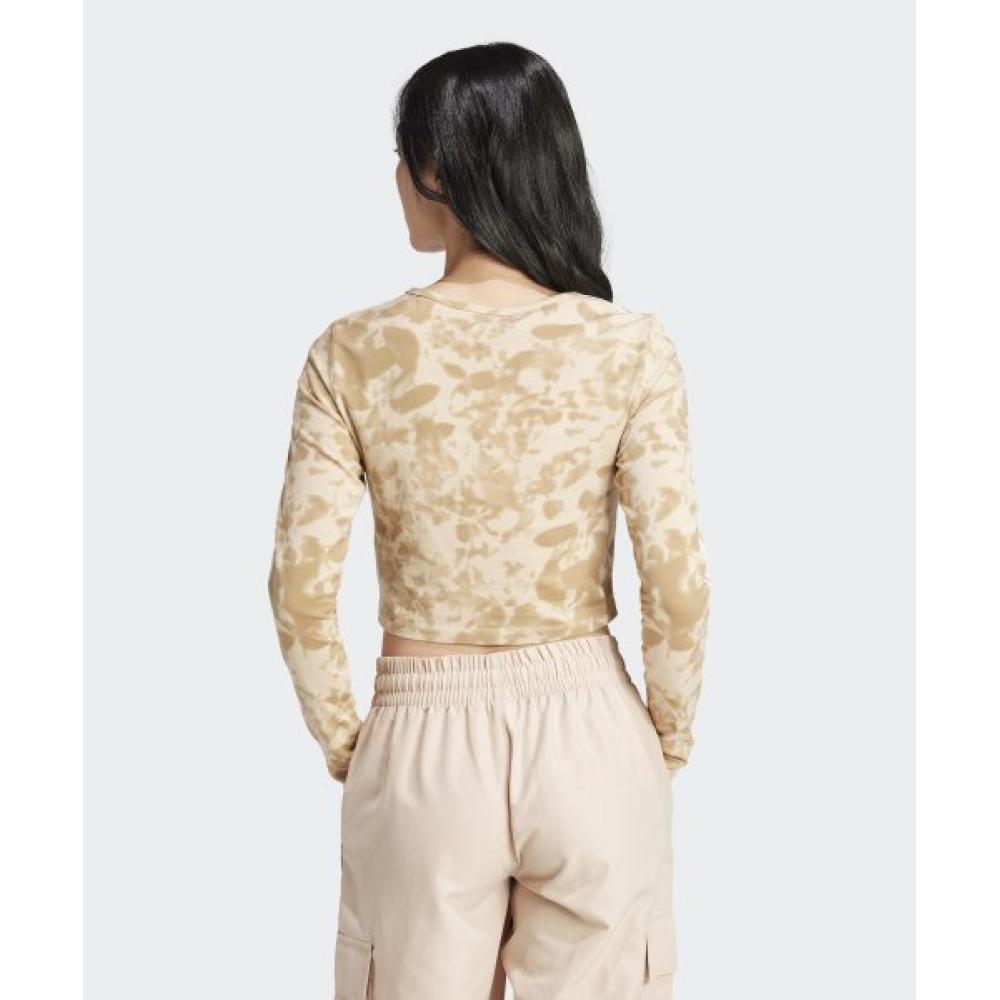 adidas Aop 3s Crop Top   Beige Iy0780