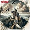 Medieval Castle Metal Wall Art Vintage Round Aluminum Sign for Home Bar Garage