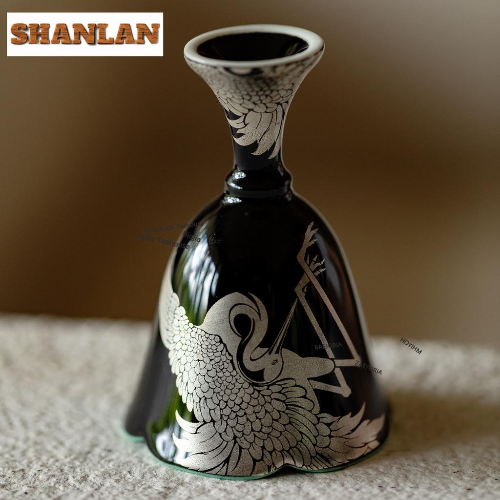 HOYIHM 35ml Silver Black Gold Crane Teacup Boutique Tea Bowl Set Of Cups Tea-tasting Smelling Cup Jianzhan Master Cups Tableware