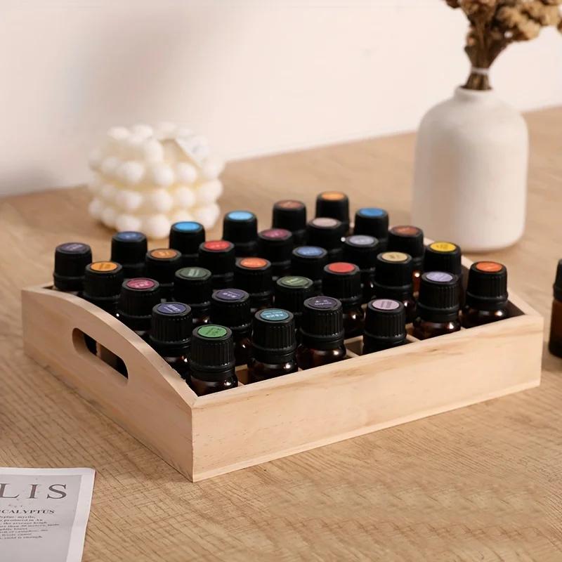 30-Cell Essential Oil Storage Box Portable High-End Small Wooden Pine Box for Portable Organization And Storage
