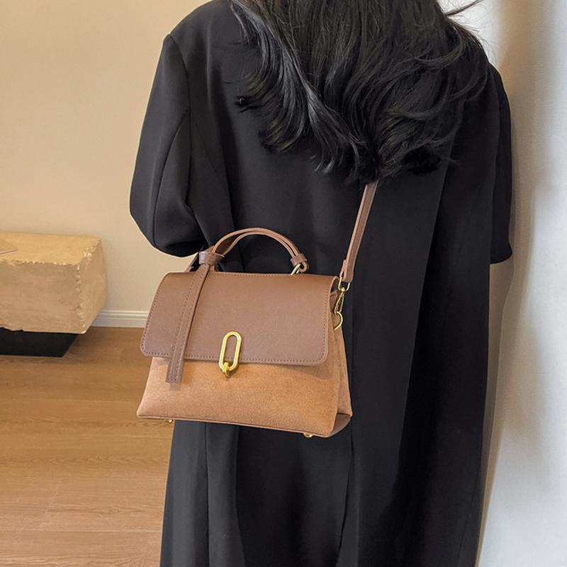 High Sense Handbags Women's Autumn and Winter Solid Color All-Matching Shoulder Bag Retro Minority Crossbody Commuter Bag