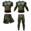 Mens Quick-Dry Athletic Set: Compression T-Shirt Shorts Breathable Sportswear Running Gym