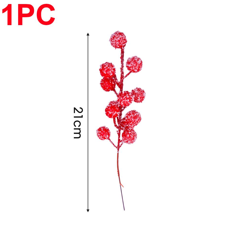 Christmas Snowflake Red Berries Red Fruit Simulation Berry Branches 12 Heads Holly Berry Stems DIY Wreath Xmas Tree Decorations