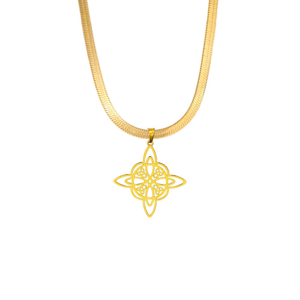 Gold Witch Knot Necklace for Women Stainless Steel Snake Chain Jewelry Christmas Gift Fashion Accessory