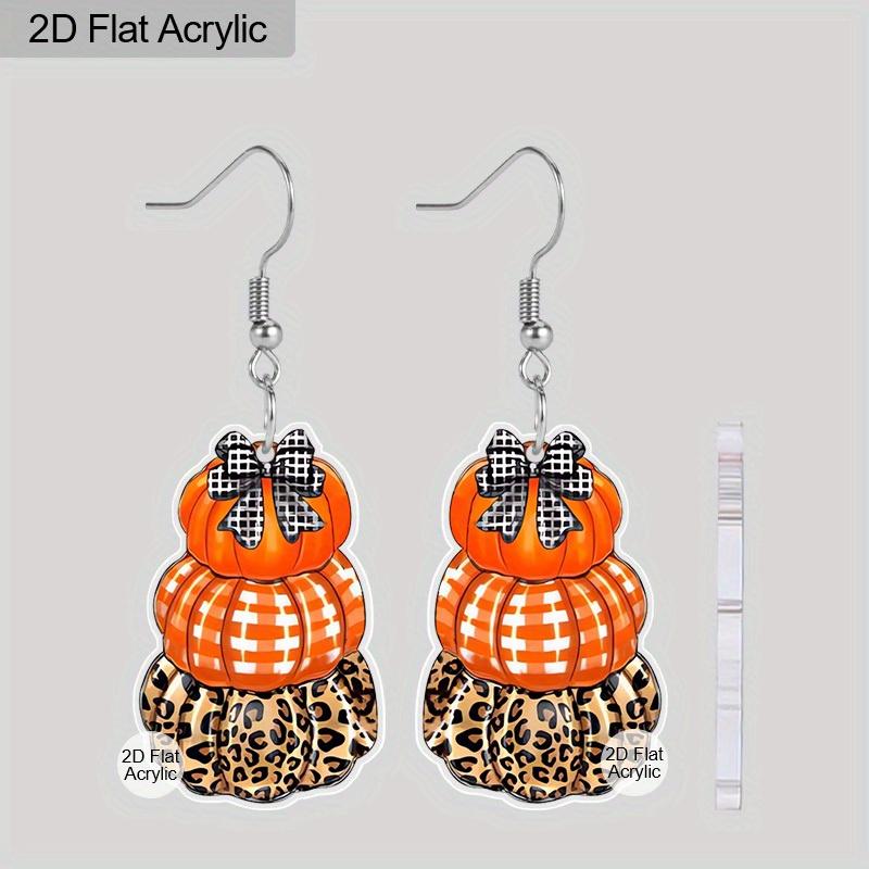 

Плоские 2D серьги на День Благодарения с осенним урожаем, акриловые серьги-подвески с тыквенным узором, подарок, ювелирные украшения на День Благодарения