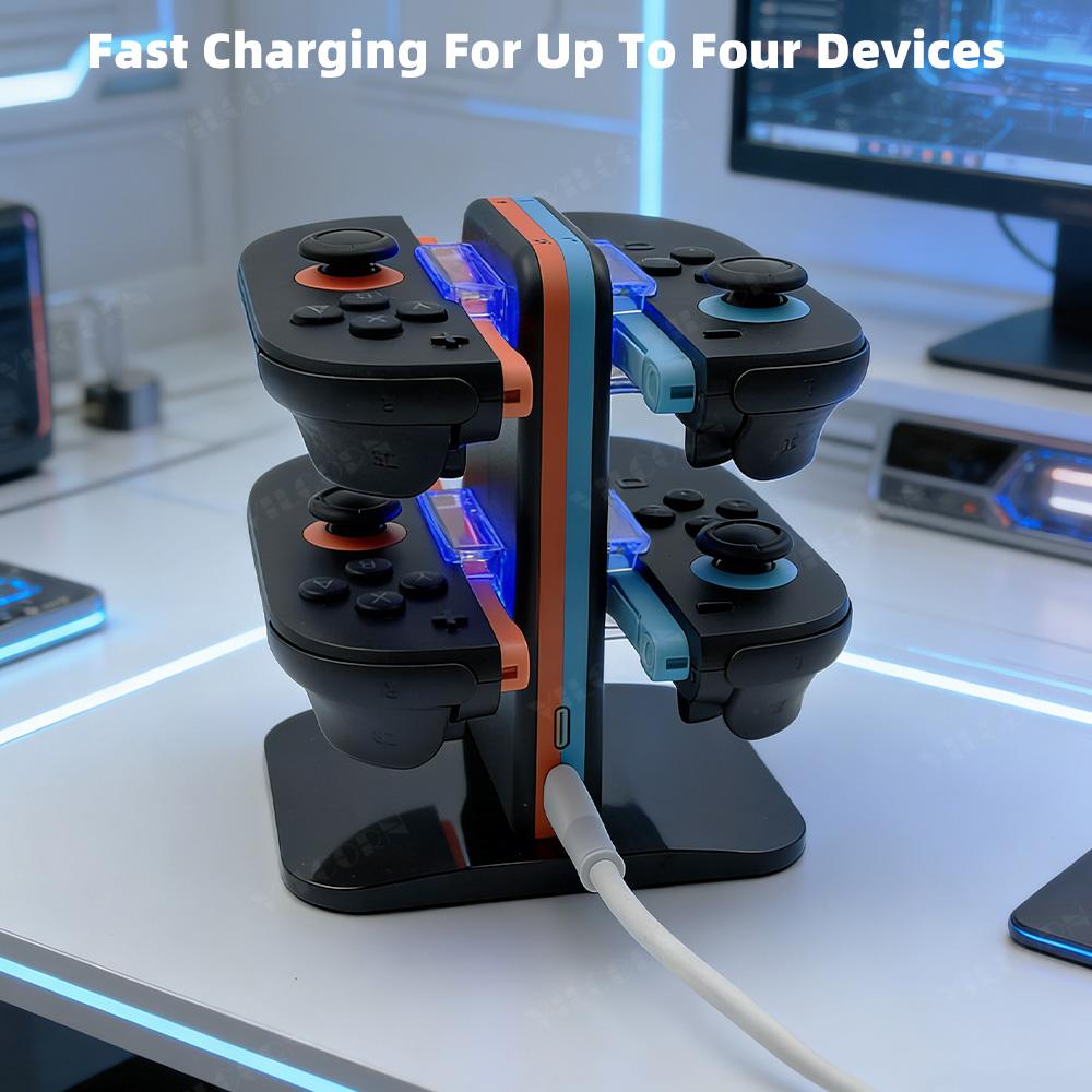 4-in-1 Charging Dock for Switch 2 Compatible Joy-Con Controllers, Compact Controller Charging Station