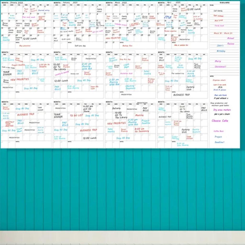 Cross-Border Erasable Yearly Calendar Planner - Undated English Work & Meeting Record