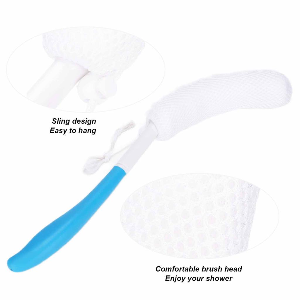 Bath Body Brush Long Curved Handle Soft Sponge Body Cleaning Exfoliating Shower Brush