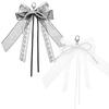 Uxcell Pearl Bow Keychains, 16mm, Y2K Style Ribbon Bow Knot Pearl Keyrings, Cute Bag Decorations for Tote Bags and Handbags, White and Black, Set of 2