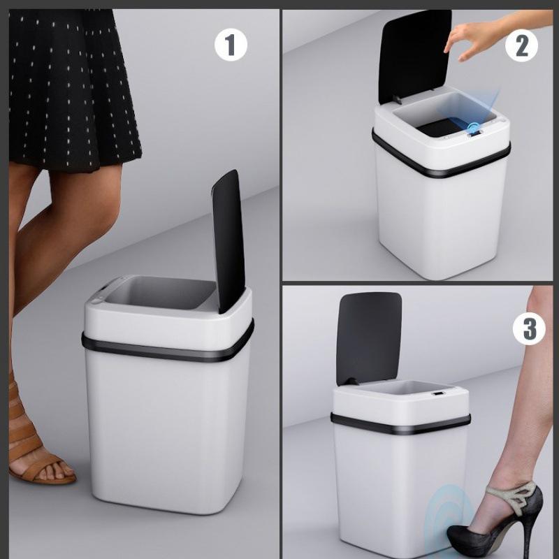 13/15L Automatic Smart Trash Can Kitchen Bathroom Waste Bin with Lid Smart Sensor Garbage Bucket