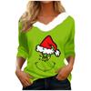Women's T Shirt Tee Christmas Shirt Long Sleeve Party Christmas Fleece Collar V Neck Top