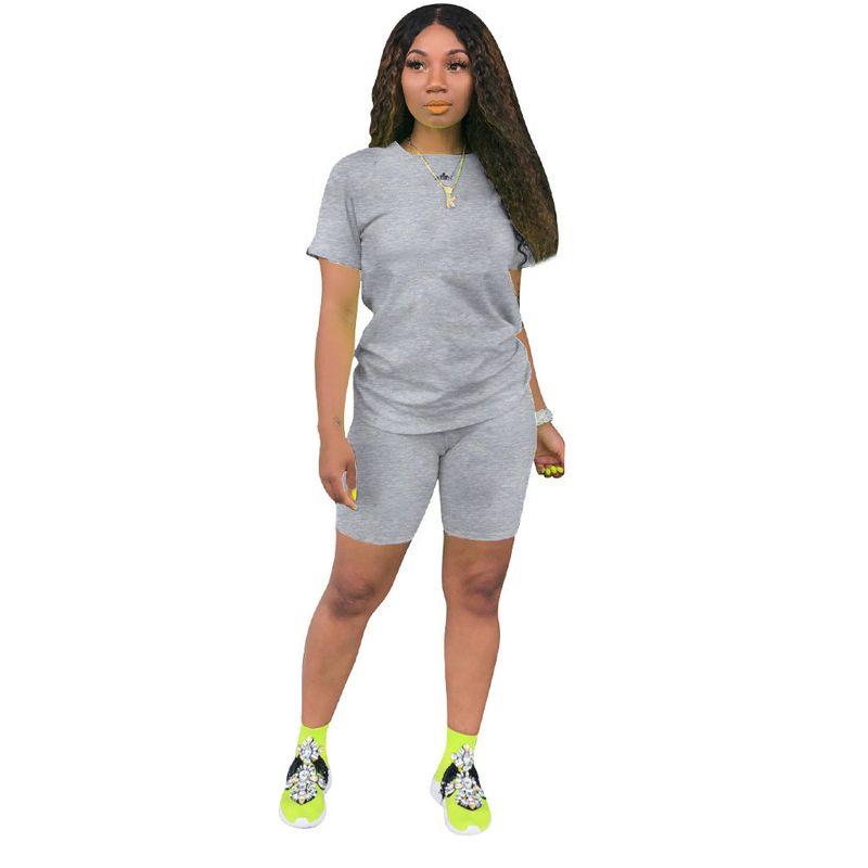 Solid Color Round Neck Neck T-shirt Shorts Set Pure Color Crew Neck T-shirt Shorts Set
