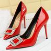 Luxury Women Pumps Rhinestone High Heels 10 CM Stilettos patent leather Female heels Fashion party shoes Large size Wedding shoe