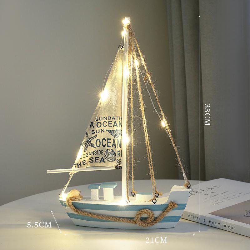 

Mediterranean-Style Wooden Sailboat Figurines - Small Decorative Handicraft Ornaments