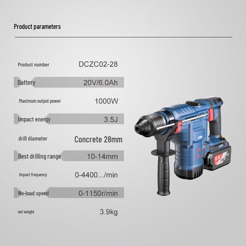 Dongcheng 20V Cordless Brushless Rotary Hammer Kit CN Plug (adapter Included)