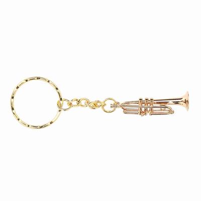 Breloque Trompette Compacte en Laiton Porte-clés Miniature Instrument de Musique Pendentif Trompette Décoration