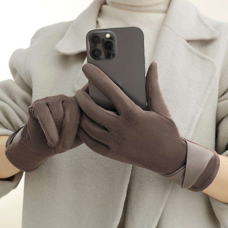 Warm Gloves with Velvet, Suitable for Women To Use In Winter, Touch Screen Elegant Bow Accessories, Cycling and Driving Gloves