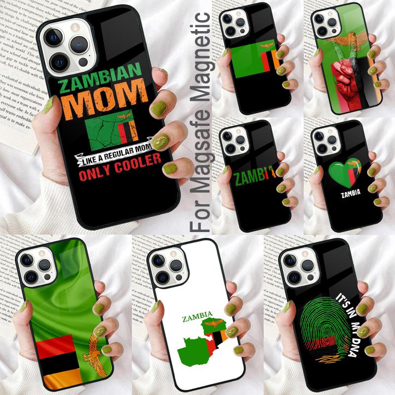 Zambia Flagge Weiche Handyhülle für iPhone 17 Air 16e Pro max 15 Pro 13 14 Plus 11 12 MagSafe Magnetische Hülle