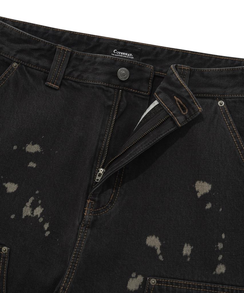 COVERNAT Denim Wide Double Knee Pants Black