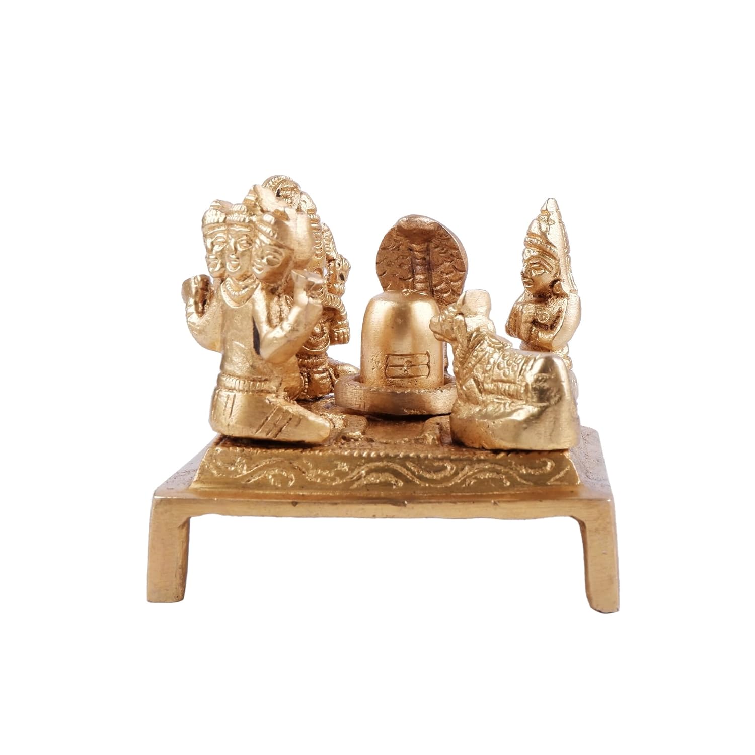 Pure Brass Shiv Pariwar God Idol, Religious Murti, Home Decor, Golden - 9 Cm