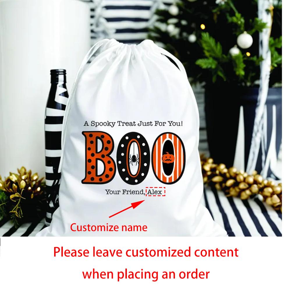 

Custom 5Pcs Treat Bag BOO Trick or Treat Halloween Party Decor Drawstring Candy Bag Halloween Gift Autumn Holiday Kids Favors 5pcs 13X18cm