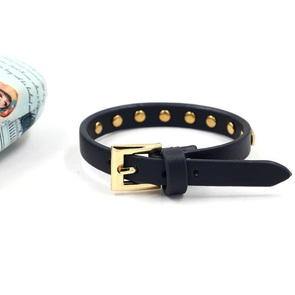 PU Leather Rivets Bracelet Square Rivets Single Ring Bracelet Leather Bracelets  Gift Jewelry