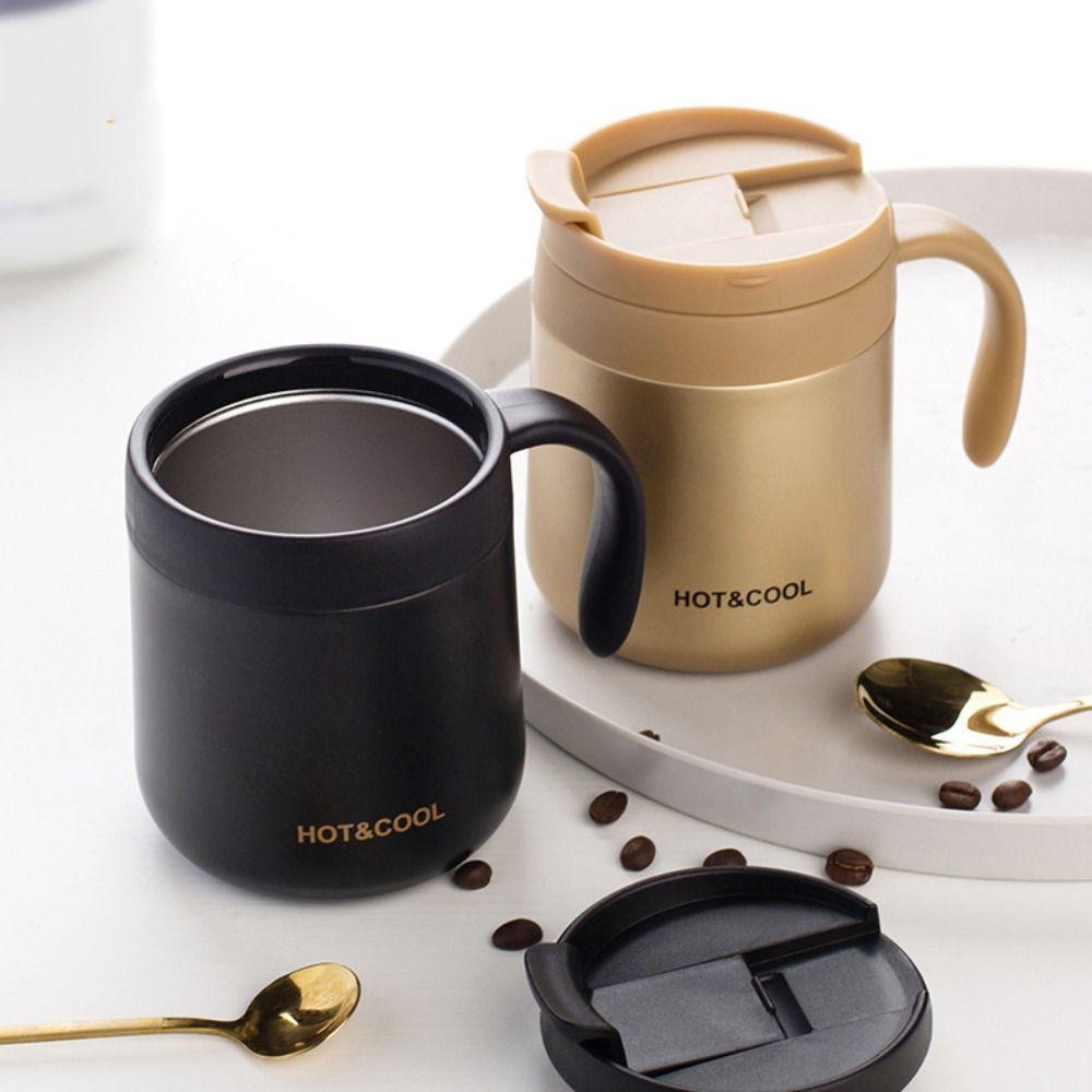 Wide-mouthed Insulated Cup Solid-color Thermos Cup Portable Coffee Cup  Car