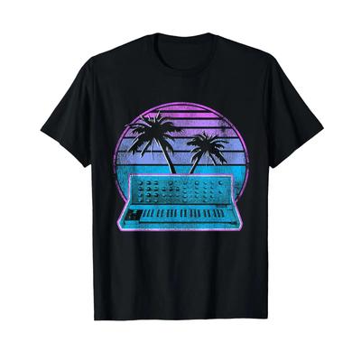 Synthwave Vintage Retrowave Pastel Goth Analog Synthesizer T Shirt Vintage Breathable Soft Slightly Streetwear Casual