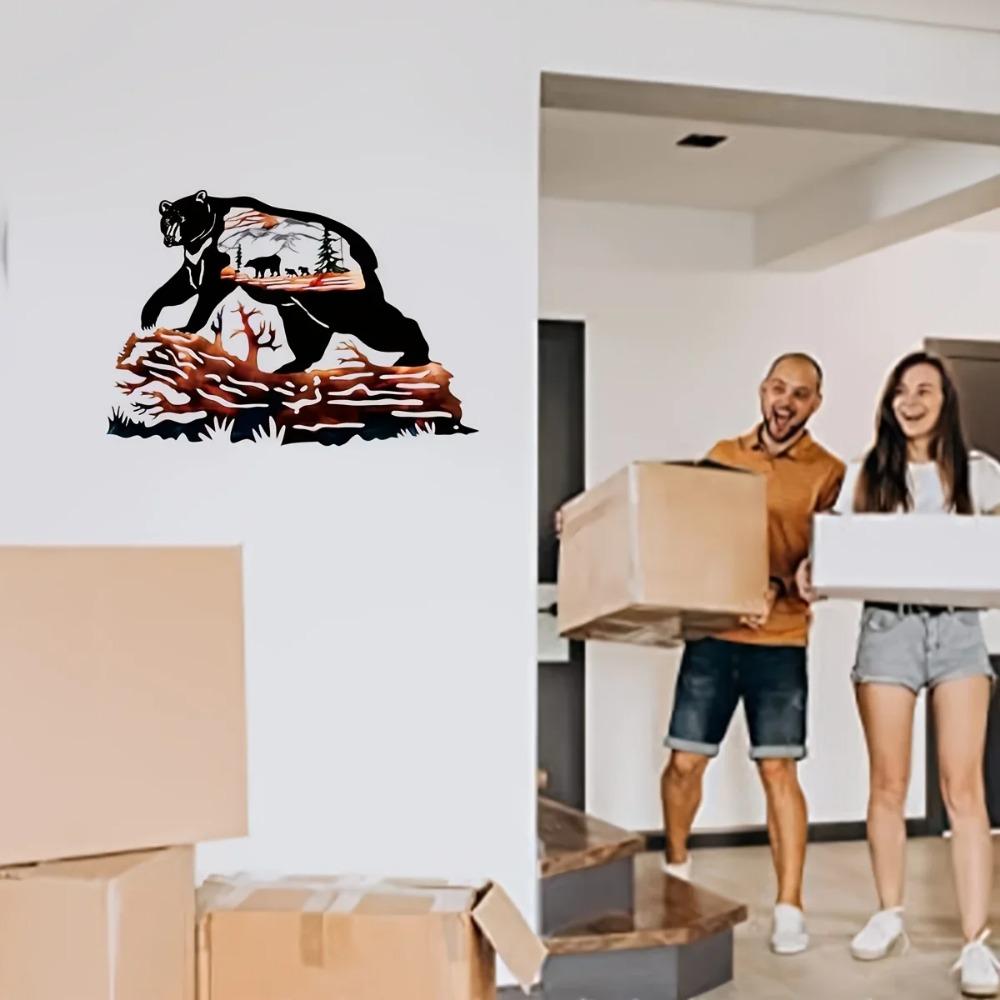 1 Stück Metall Bär Wandkunst Dekoration: Persönlichkeitsverstärkendes Schwarzbären-Design für Wohnzimmer-Heimdekor