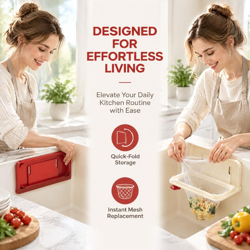 Folding Sink Filtering Net Rack Home Use Kitchen Beside Sink Kitchen Waste Filtering Net Sink Mesh Holder Separating Drain Rack