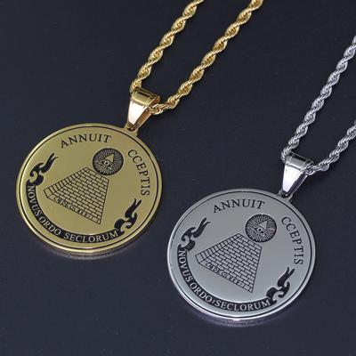 Popular Necklace Circular Pyramid Pendant Mens Gold and Silver Hip Hop Accessory