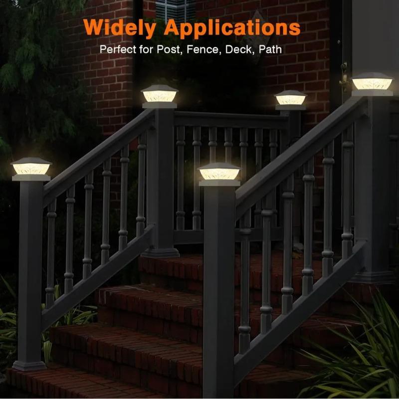 Outdoor Solar Post Lamps, Solar Powered Deck Lights for Posts In Garden Decor, 2 Mode Bright Solar Post Light