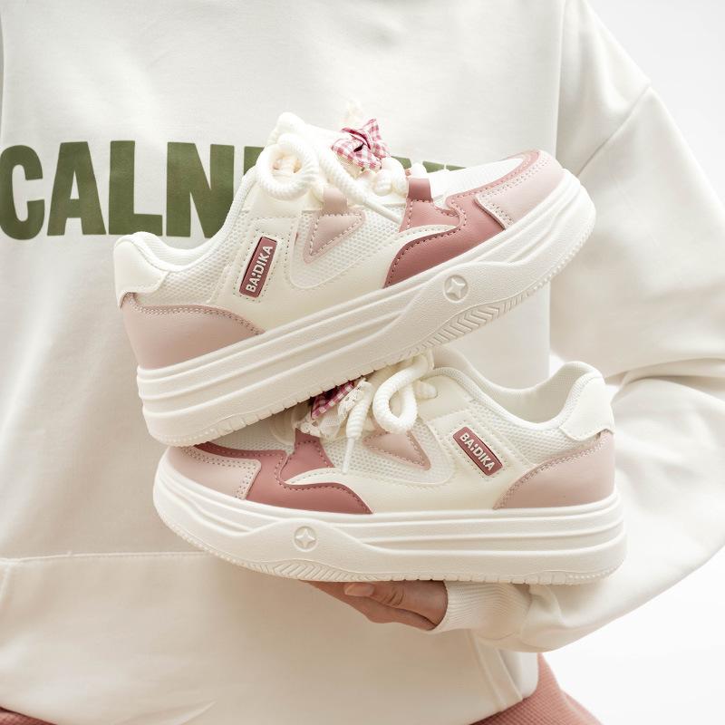 

Thick-soled Mesh Shoes, Breathable White Shoes, Fashionable Bowknot Women s Shoes, Lightweight and High-value Sports Shoes 35