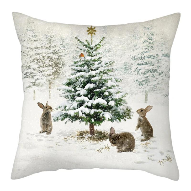 Funda De Almohada Con Estampado Navideño De Alce, Decoracin Del Hogar En El Bosque De Nieve, Dormitorio, Sala De Estar, Sof