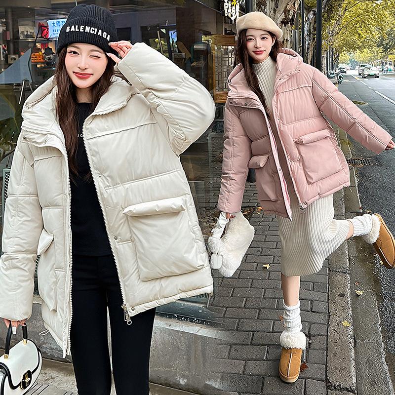 2025 Winter Cotton-padded Clothes Women's Thickened Hooded Loose Hooded Korean Version Bread Clothes Small Cotton-padded Jackets Foreign Trade