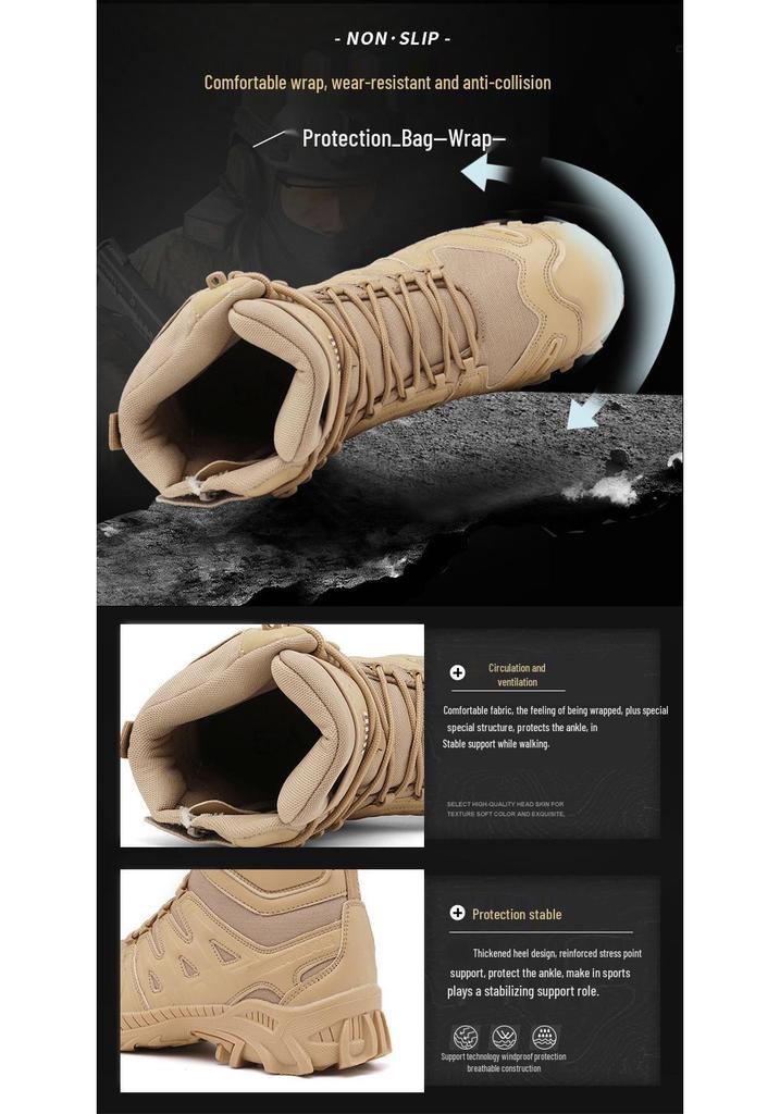 Men's High-Top Tactical Boots - Comfortable, Non-Slip, Wear-Resistant, Breathable Outdoor Military Footwear